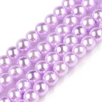 Baking Painted Pearlized Glass Pearl Round Bead Strands