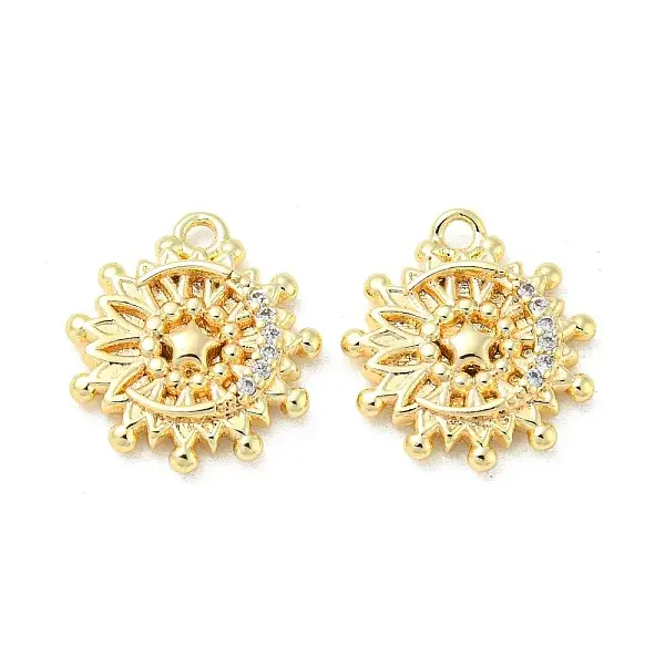Brass Micro Pave Clear Cubic Zirconia Charms