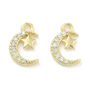 Brass Micro Pave Clear Cubic Zirconia Pendants