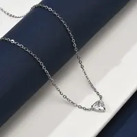 304 Stainless Steel Crystal Cubic Zirconia Triangle Pendant Necklaces for Women