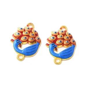 Alloy Royal Blue Enamel Connector Charms