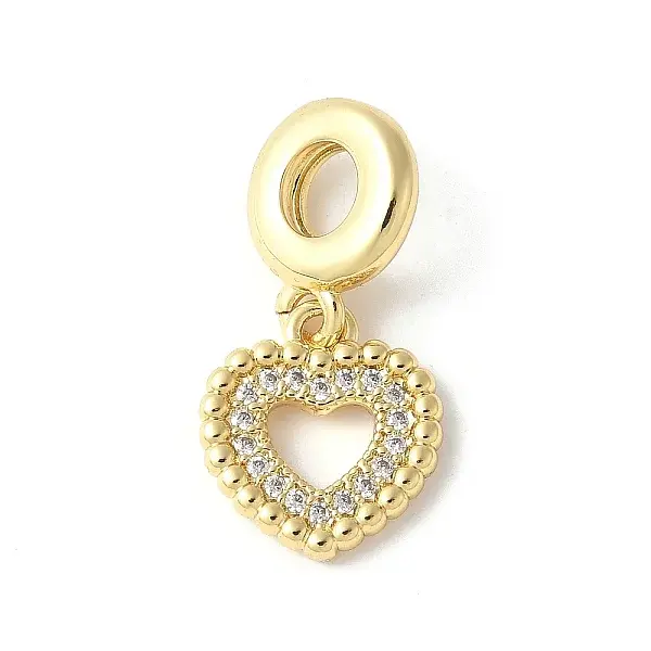 Brass Micro Pave Cubic Zirconia European Dangle Charms