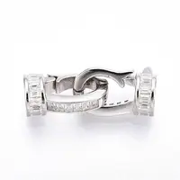 925 Sterling Silver Micro Pave Clear Cubic Zirconia Fold Over Clasps