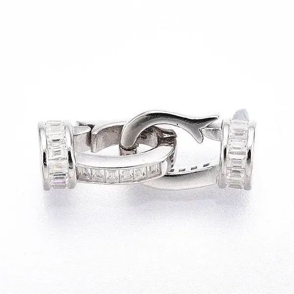 925 Sterling Silver Micro Pave Clear Cubic Zirconia Fold Over Clasps