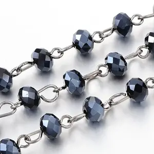 Handmade Glass Beaded Chains for Necklaces Bracelets Making