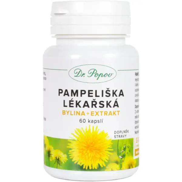 Dr. Popov Pampeliška lékařská bylina + extrakt kapsle pro podporu trávení 60 cps