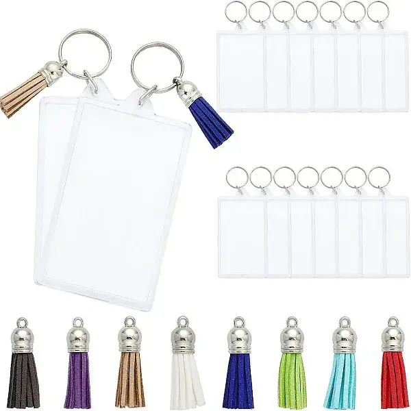 16Pcs Rectangle Acrylic Photo Frame Keychain