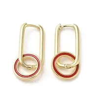 Real 18K Gold Plated Brass Ring Dangle Hoop Earrings