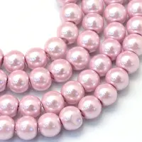 Baking Painted Pearlized Glass Pearl Beads Strands