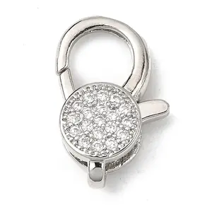 Brass Clear Cubic Zirconia Lobster Claw Clasps