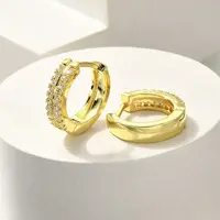 Brass Clear Cubic Zirconia Hoop Earrings