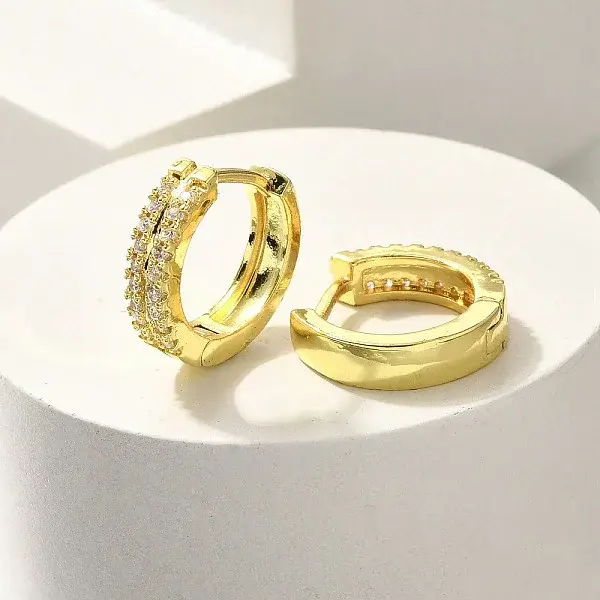 Brass Clear Cubic Zirconia Hoop Earrings