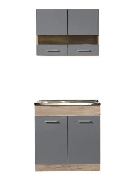Kuchyňská linka 80 lorna-dřezová-dub šedý/šedá - bez pracovní desky