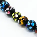 Handmade Silver Foil Glass Lampwork Round Beads Strands