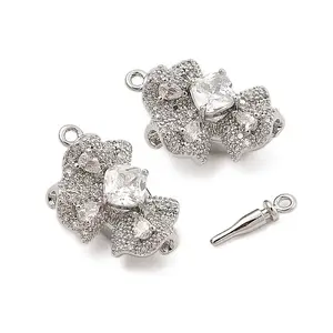 Brass Micro Pave Clear Cubic Zirconia Box Clasps