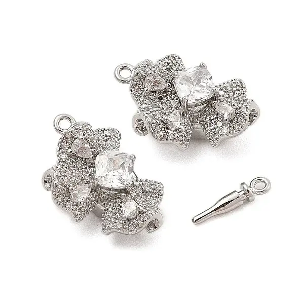 Brass Micro Pave Clear Cubic Zirconia Box Clasps