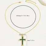Brass Cubic Zirconia Cross Pendant Cable Chain Necklaces