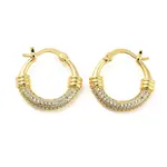 Brass Micro Pave Clear Cubic Zirconia Hoop Earrings