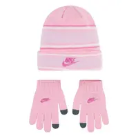 Nike multi stripe beanie set os