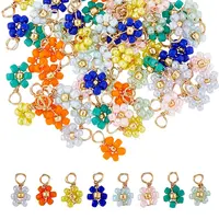 80Pcs 8 Color Glass Seed Beaded Flower Charms
