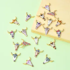 20Pcs 10 Styles Printed Alloy Pendants