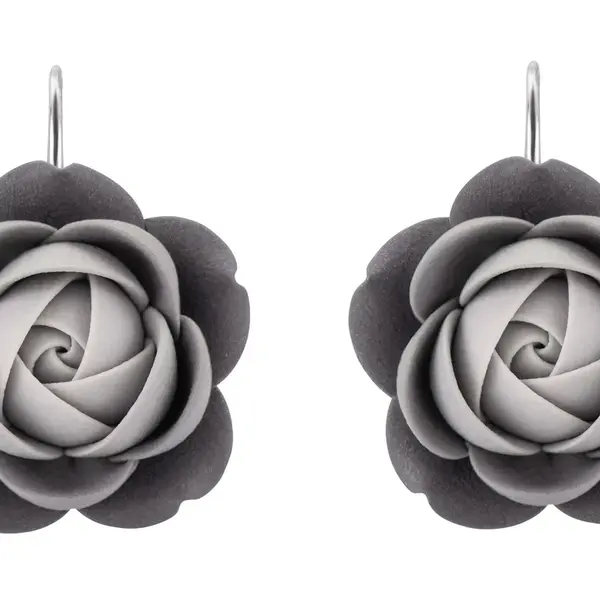 Troli Šedé visiace náušnice v tvare kvietkov Seul
