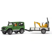 Bruder 02593 Auto Land Rover s prívesom a JCB mikrobagrom