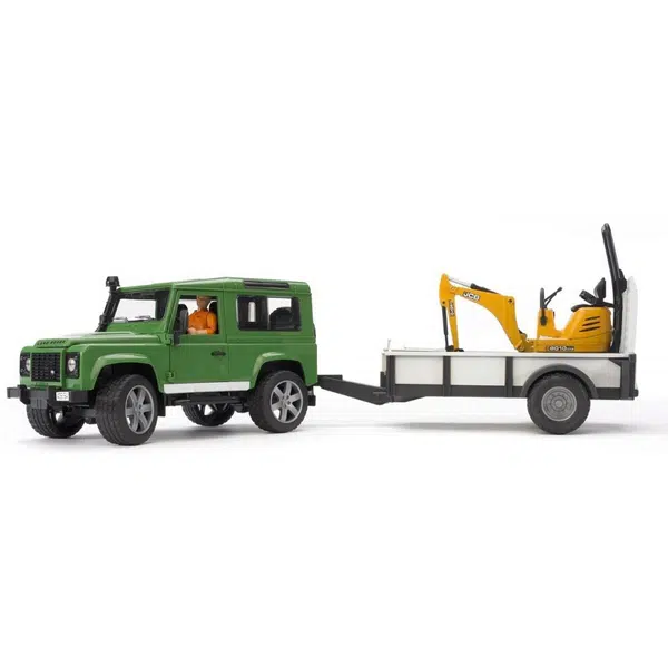 Bruder 02593 Auto Land Rover s prívesom a JCB mikrobagrom