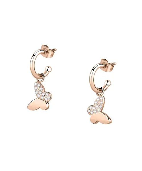 Morellato Bronzové náušnice kruhy s príveskami v tvare motýľov 2v1 Passioni SAUN09