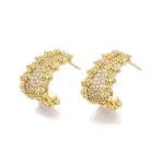 Brass Micro Pave Clear Cubic Zirconia Stud Earrings for Women