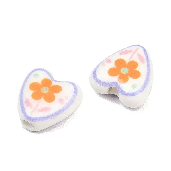 Floral Printed Porcelain Beads