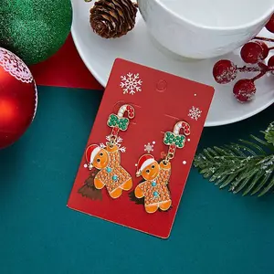 Christmas Alloy Enamel Gingerbread Man Dangle Earrings