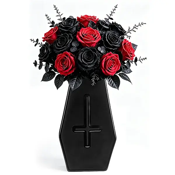 Gothic Coffin-Shaped Ceramic Vase