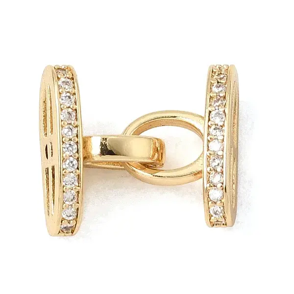 Brass Micro Pave Clear Cubic Zirconia Fold Over Clasps