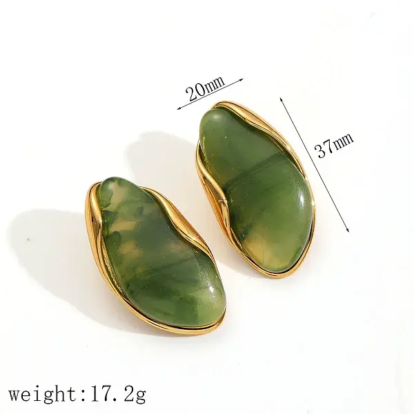 304 Stainless Steel Resin Stud Earrings