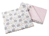 Medi Partners Quilt 55x75 + pillow 35x30 cotton + minky – Gray Hedgehogs + light pink minky