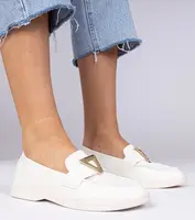 Gemre White women's loafers with elegant Viletta decoration