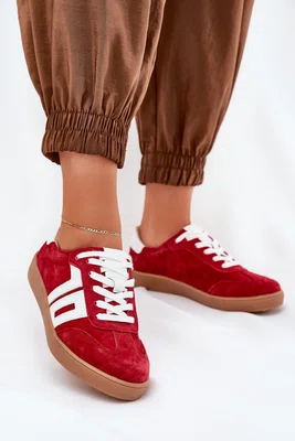 Sneakersy Sportovní Boty Semišové Červené Vinceza 79517