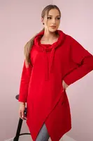 Tunika s psaníčkem vepředu Oversize červená