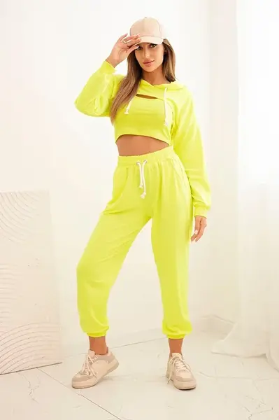 3dílná bavlněná souprava žlutá neon