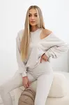3dílný set mikina + top + legíny béžová melanž
