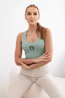 Pruhovaná halenka s kovovým plátem tmavě mint