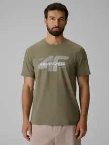 Pánské regular tričko s potiskem 4f khaki s