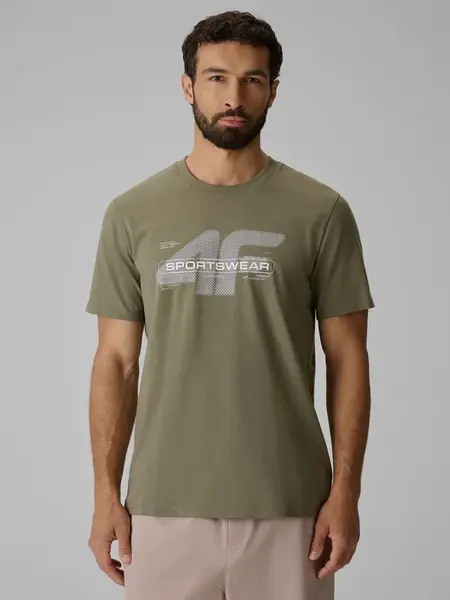 Pánské regular tričko s potiskem 4f khaki s