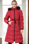 Z6758 DEWBERRY WOMEN'S COAT-PLAIN BURGUNDY