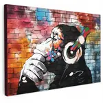 MuchoWow OBRAZ NA PLÁTNĚ Opice - Graffiti - Hudba 90x60 cm