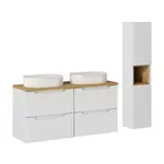 Petits-meubles KOUPELNOVÝ NÁBYTEK 120.4cm Riva 2er-Set Bílá a dřevo