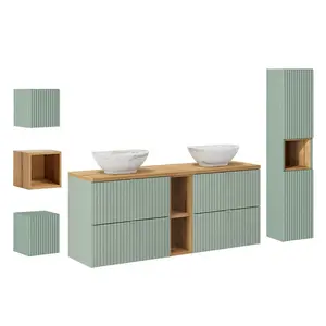 Petits-meubles KOUPELNOVÝ NÁBYTEK 140.4cm Jade 2er-Set Zelená a dřevo