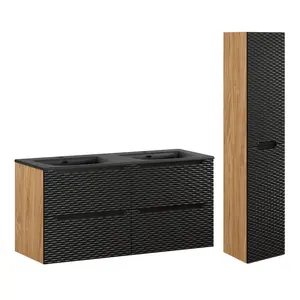 Petits-meubles KOUPELNOVÝ NÁBYTEK 120cm Elora 2er-Set Černá a dřevěná