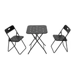 Modfu BALKONOVÝ bistro set z oceli 60x60x73 cm černý, skládací, 2 židle a stůl pro 2 osoby